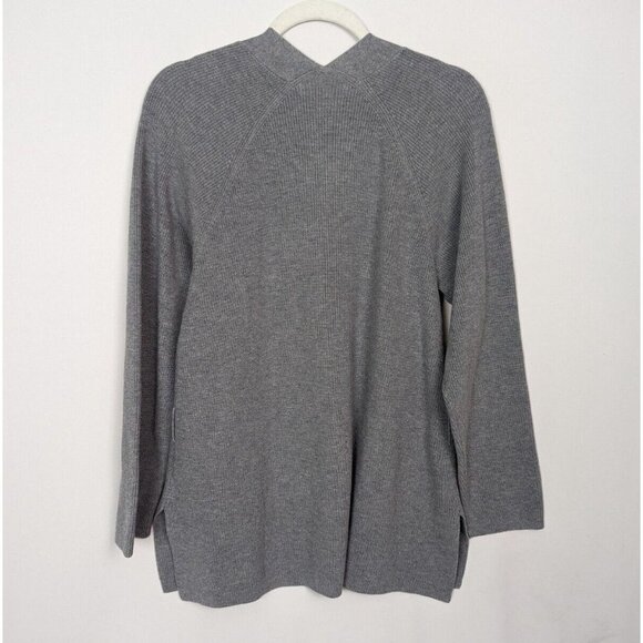 Grana M Open Front Ribbed Knit Cotton Merino Wool Cardigan Sweater Quiet Luxury - Picture 2 of 10